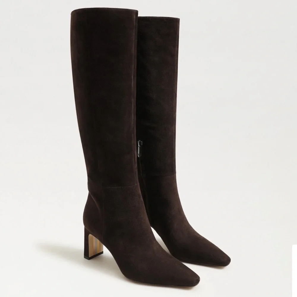 Sam Edelman Sylvia extra Wide Calf Knee High Boot color chocolate brown suede